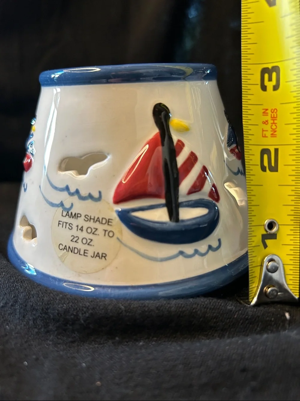 Ceramic Nautical Sailboat Candle Jar Topper
